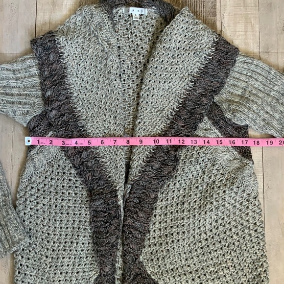 Cabi Crochet Knit Mixed Stitch Grey Brown Cardigan Shawl Cotton Sweater SZ S - Picture 13 of 14